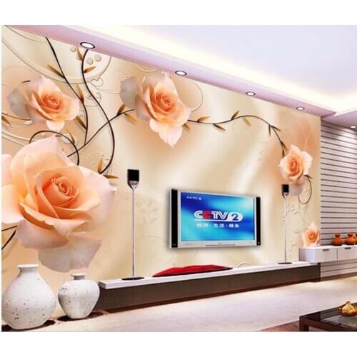 Modern Custom 3D Wallpaper Rose vine yellow background wall TV Backdrop Bedroom Photo Wall Paper 3D