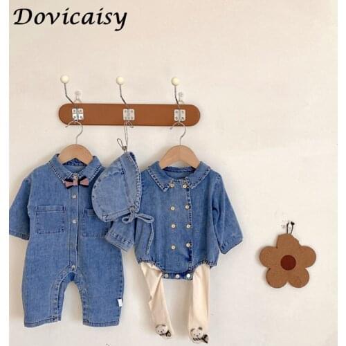 Spring New Baby Bodysuit and Romper Denim Solid Toddle Outwears Casual Cotton Leggings Bodysuit for Brothers