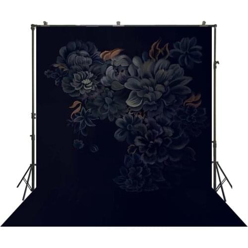 Vintage Maternity Pregnancy Photography Background Dark Nave Blue Painting Flower Backdrop Newborn Photoshoot Studio Wallpaper