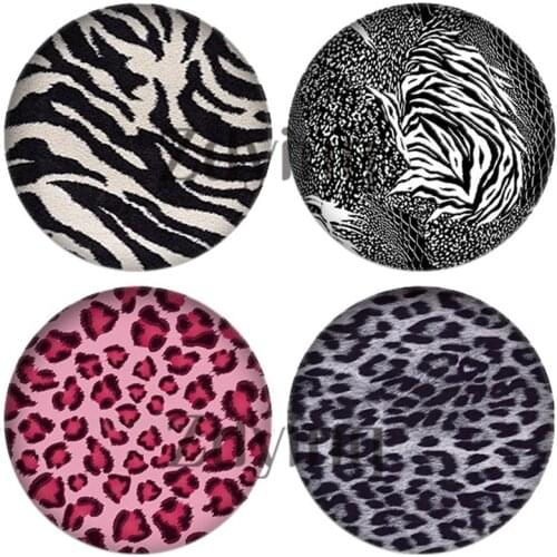 Zdying10pcs Fashion Leopard Pattern Round Glass Cabochon 12mm 16mm 18mm 20mm 25mm DIY Brooch Keychain Jewelry Findings