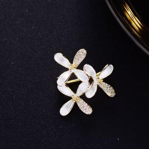 2021 New Luxury Cubic Zircon Floral Enamel Pins Brooches Unique Flower Group Summer Jewelry Accessories for Women Gift Broche