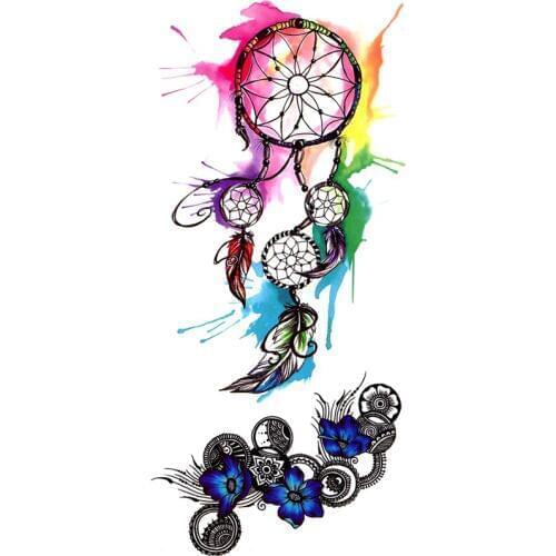 Dreamcatcher And Bird Waterproof Temporary Tattoos Men Tatuagem Henna Tattoo Body Art Clock Tatoos Temporary For Women