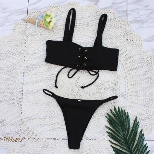 2018 Summer Women Sexy Bikini Swimsuit Set Push Up Swimwear Padded Halter Bikini Beach Bathing Suit Swim Wear Swimming Monokini