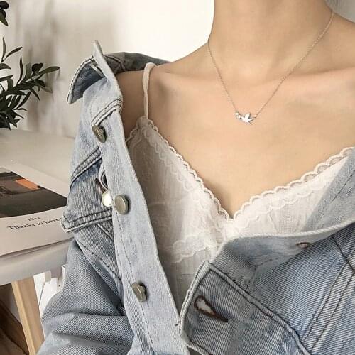 925 Sterling Silver Animal Necklace Female Zircon White Pigeon Choker Party Gift For Ladies Exquisite Jewelr SNK034