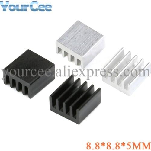 100 pcs 8.8*8.8*5mm Heatsink Radiator Cooling Fin Aluminum Heat Sink for Raspberry Pi, Chip, LED, Power IC Transistor, PBC
