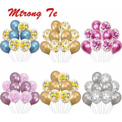 10pcs 12inch Metallic Latex Balloons Rose Gold Confetti Balloons Birthday Party Supplies Wedding Baby Shower Toy Decorations