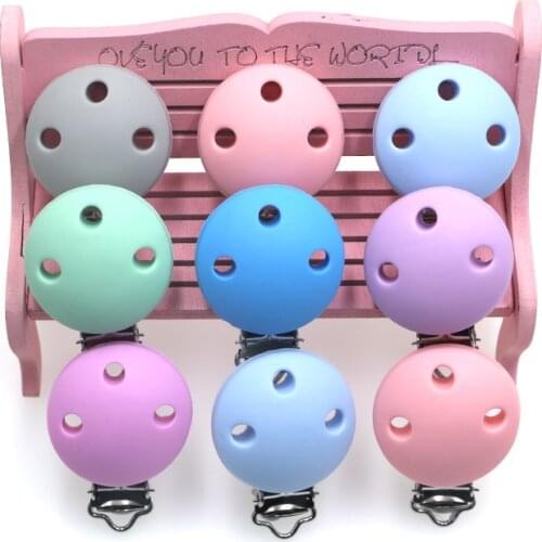 Kovict 3pc Round Shape Care Pacifier Clips Food Grade Clamps DIY Pacifier Chain Necklace Bracelet Baby Toys Accessories