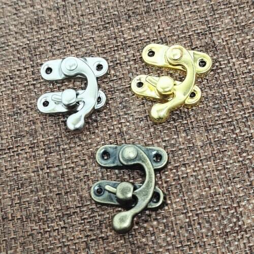 4Pcs Latch Hasps Box Antique Padlocks Silver Gold Bronze Buckle Iron Box Jewelry Wooden Box Latch Hasps Lock Hardware+Screws