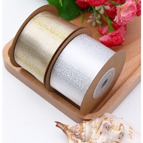 5yards/roll 40mm gold/silver with glitter merry christmas stain ribbon for gift home tree decorations Craft Wedding Party Supply