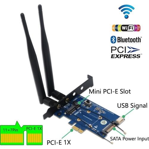Mini PCI-E PCI Express to PCI-E 1x Adapter With SIM card Slot for WiFi and 3G/4G/LTE card