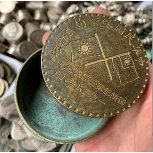 Antique Bronze Items and Miscellaneous Collections Antique Brass and Bronze Secret Bureau Memorial Ink Box and Old Goods