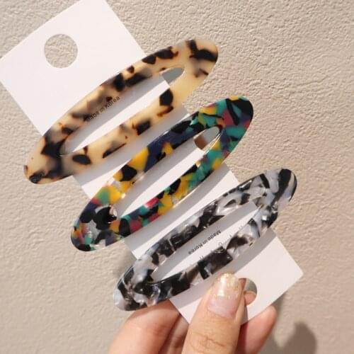 Large high quality new ins texture glossy acetic acid BB clip wild oval hollow edge clip bangs clip hair accessories headdress