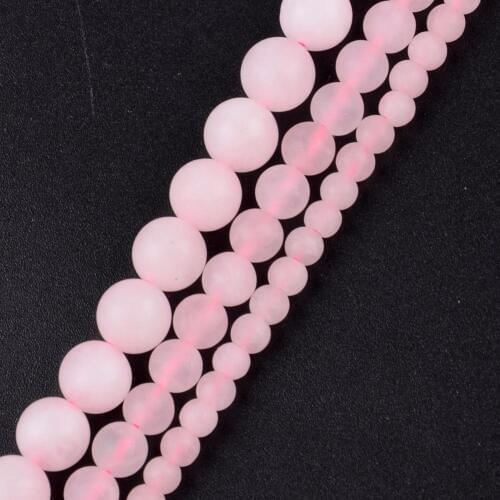 Wholesale Natural Stones Matte Rose Pink Quartz Crystal Beads For Handicraft Accessories 4 6 8 10 12mm Beads For Making Jewelry