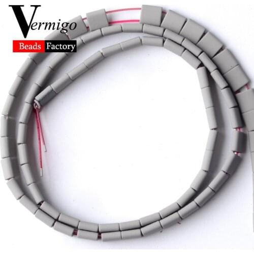 Natural Stone Gary Square Double Hole Nanotech Rubber Hematite Beads For Jewelry Making 5*5mm 76pcs Beads Diy Bracelets 15