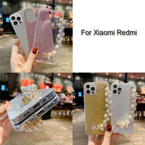 Silicone Soft 3D Pearl Bracelet Glitter Bling Rhinestone Phone Case For Xiaomi Redmi Note 5 Pro Plus 6 6A 5A 4X 4 4A 3X 3 2 Case
