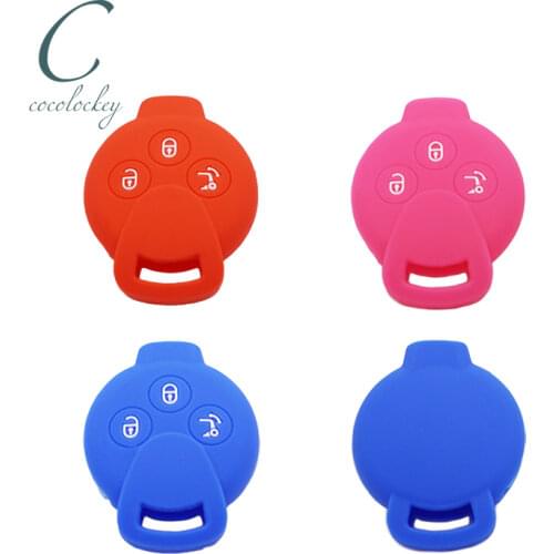 Cocolockey Silicone Key Case Shell Fob Cover Fit for Mercedes Benz Smart Fortwo Forfour City Coupe Roadster 3 Buttons Accessory