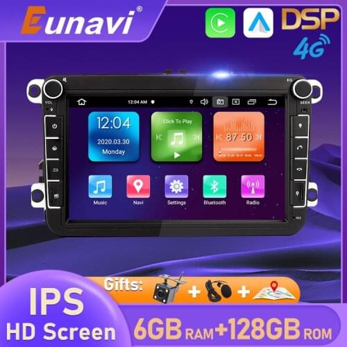 Eunavi PX6 2 Din Android 10 Car DVD For VW GOLF 5 6 Passat B6 B7 CC Polo Touran T5 Skoda Octavia Tiguan Amarok GPS Radio Player