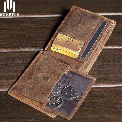 Hot-selling leather wallet mens short style mens first layer cowhide casual wallet bag retro crazy horse leather mens bag