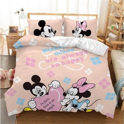 Disney Mickey Mouse 3D Printed Bedding Set Cute Duvet Quilt Cover Pillowcase Bedroom Decorative Home Textile for Boys and Girls
