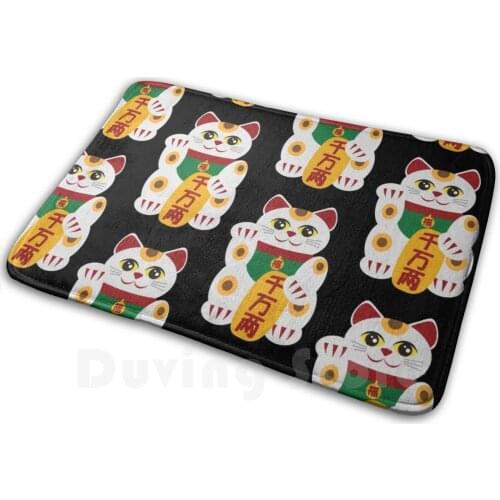 Maneki Neko Beckoning Cat Illustration Mat Rug Carpet Anti-Slip Floor Mats Bedroom Maneki Neko Beckoning Welcome Cat Kitten