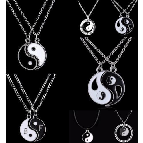 Fashion Yin Yang Tai Chi Pendant Necklace Best Friends Necklaces Jewelry Black White Couples Paired Necklace For Men Women Gifts