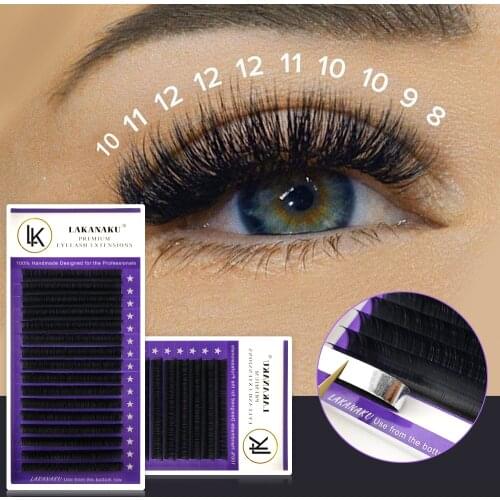 LAKANAKU False Eyelash Extension Supplies 8-18mm Russian Volume Fans Cashmere Las Extension Tray Individual Makeup Eyelash