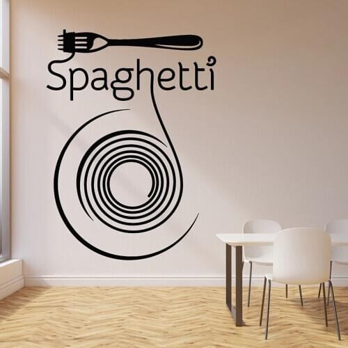 Spaghetti Wall Decal Pasta Fork Italian Restaurant Kitchen Dining Room Interior Decor Fridge Window Vinyl Stickers Mural E776