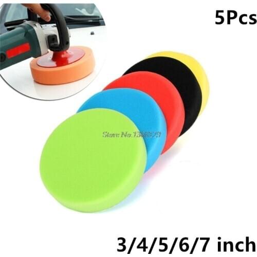 5Pcs/Set Car Polishing Pad 3/4/5/6/7 inch Sponge Buffing Waxing Boat Car Polish Buffer Drill Wheel polisher Removes Scratches