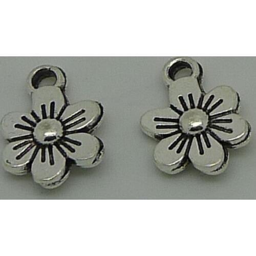Nevstop 300pcs/lot Antique Silver Flower Charms 12x9mm Tiny Cute Flower Pendant Jewelry Crafts