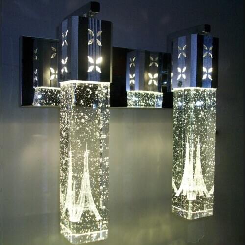 New simple modern double head bubble crystal column wall lamp living room dining room bedroom bedside wall lamp bubble lamp