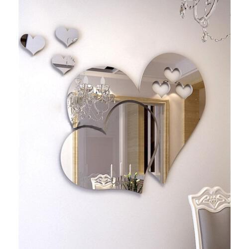 New Arrival 3D Stereoscopic Mirror Wall Sticker Love Hearts Cute DIY Home Decor Wall Art Mural Removable Wall Stickers Decal