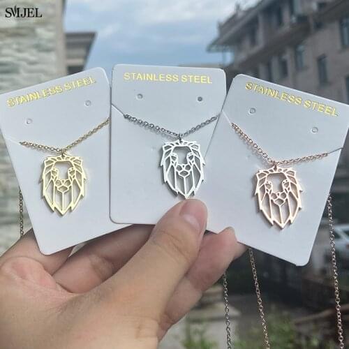 Stainless Steel Lion Necklaces & Pendants Cartoon Origami Animal Necklace for Women Film Jewelry Friend Gift Accessories 2021