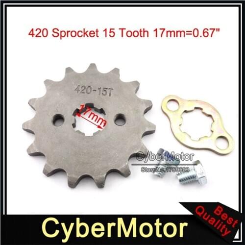420 15 Tooth 17mm Front Chain Sprocket For 50cc 70cc 90cc 110cc 125cc Engine ATV Quad 4 Wheeler Pit Dirt Motor Bike Motorcycle