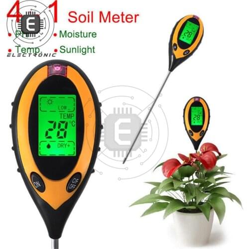 PH ,Humidity, Temperature And Light Four-in-one LCD Moisture Acidity Soil Tester Multifunctional Soil Testing Tool