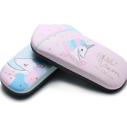 Protable Unicorn Kawaii Cute Cartoon Glasses Box With Bags And Glasses Cloth Spectacle Case Holder Gift For Women Student