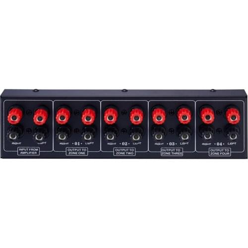 1 In 4 Out Speaker Distribution Panel 4-Zone Audio Splitter 300W Each Channel with Banana Plug for Distributed Audio home studio