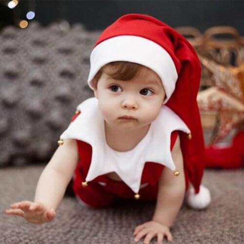3 Pcs Newborn Photography Props Christmas Clothes Baby Jumpsuit Hat Set for 3-12M Baby Party Costume Photo Shooting Accessories
