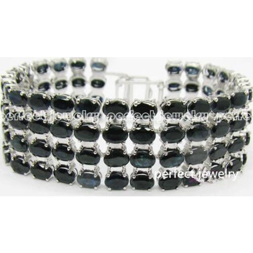 Sapphire bracelet Free shipping Sapphire chain bracelet Natural and real sapphire 925 sterling silver 0.6CT*100pcs gems
