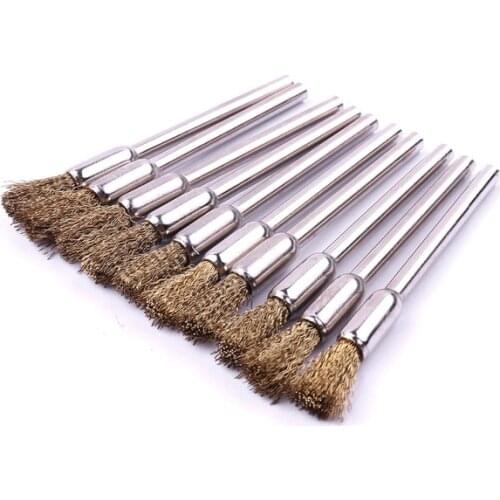 10Pcs 5mm Polishing Brush Good Toughness Brass Wire Brush For Metal Rust removal Jade Polishing Wood Carving Hand Tool