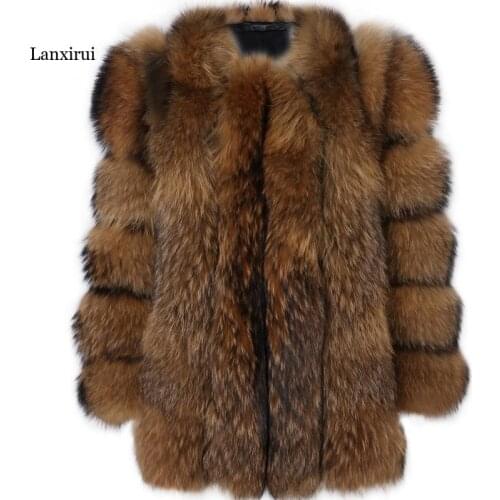 Faux Fox Fur Coat Rabbit Fur Fluffy Collar New Luxury Womens Warm Coat Winter Thick Long-Sleeved Clothes Plush Thick Outwear