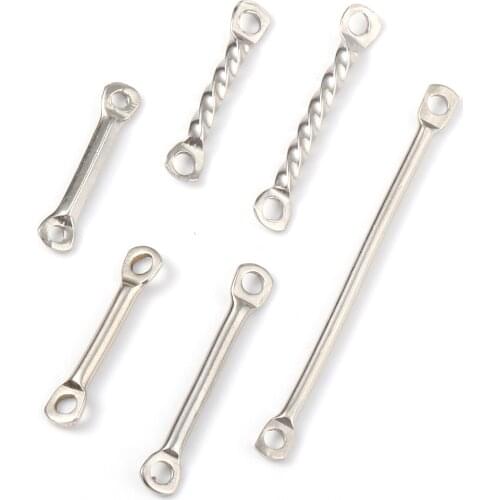Stainless Steel Connectors Rectangle Twist Silver Color Charms Handmade DIY Making Bracelets Necklace Jewelry Findings,30PCs