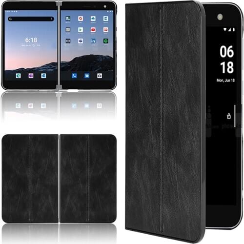 Slim Leather All-inclusive Back Cover Case for Microsoft Surface Duo Shockproof Shell Folding Vintage Protective Case Sleeve