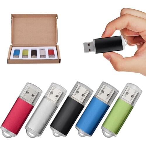 TOPESEL 5 Pack USB 2.0 Flash Drives Memory Stick Thumb Drive (5 Mixed Colors: Black Blue Green Red Silver)