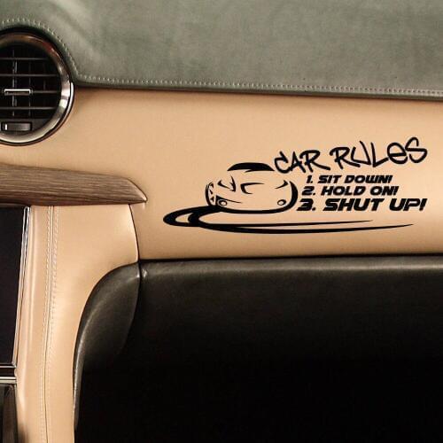 FUN CAR PASSENGER RULES V3 Behaviour Law Obey Norm Decal Vinyl Sticker White, Black