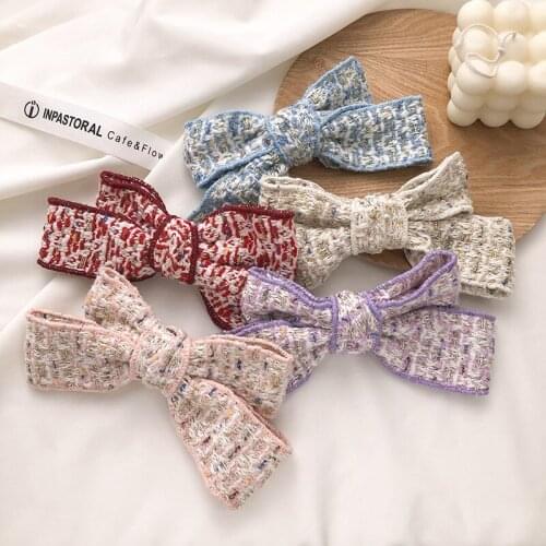 Korean Bow Hair Clip Weaving Fabric Spring Clips 2021 Fashion Jewelry Elegant Hair Pins for Women Ladies Hair Accessories