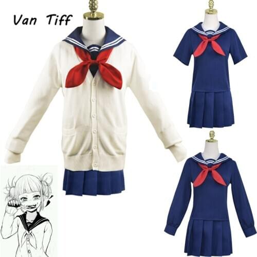 My Hero Academia Himiko Toga Cross my body Cosplay Costume Girls Uniform Sweater Wig Shoes Boku no Hero Academia Outfits Women