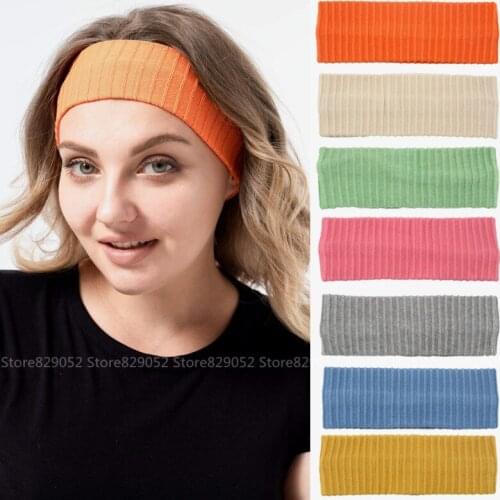 New Ribbed Knitted Women Elastic Head Bands Solid Striped Headband Hairband Hair Accessories Girls Soft Sports Turban Head Wrap