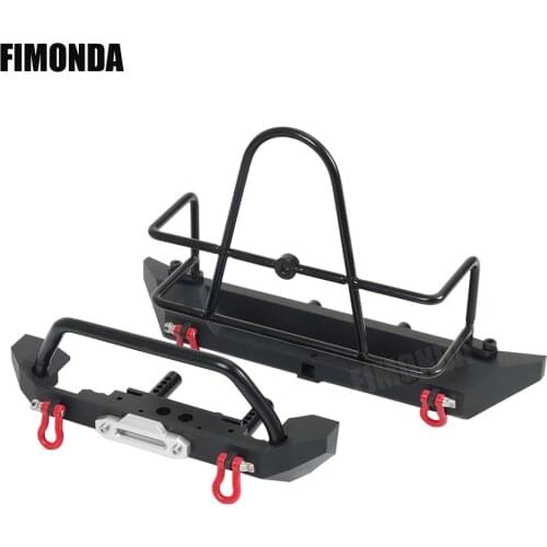 Tough Metal Front Rear Bumper with Stinger/Spare Tire Carrier for 1/10 RC Crawler Car Axial SCX10 90046 90047 TRX4 Redcat Gen8
