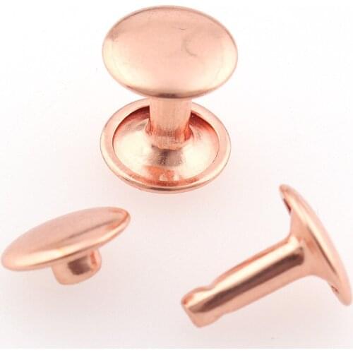 100sets 10mm Rose gold Leather Rivets Double Cap Rivet Tubular Metal Studs for DIY Leather Craft Rivet Belt Jeans Jacket