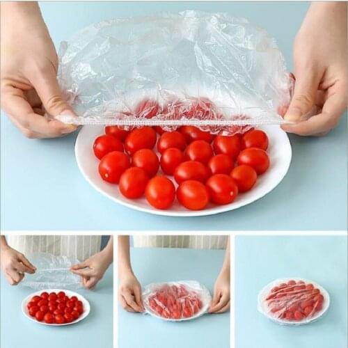 100PCS Reusable Durable Food Storage Covers Elastic Keep Fresh Food Plastic Wrap Dish Plate Clings Film for Refrigerator Kitchen